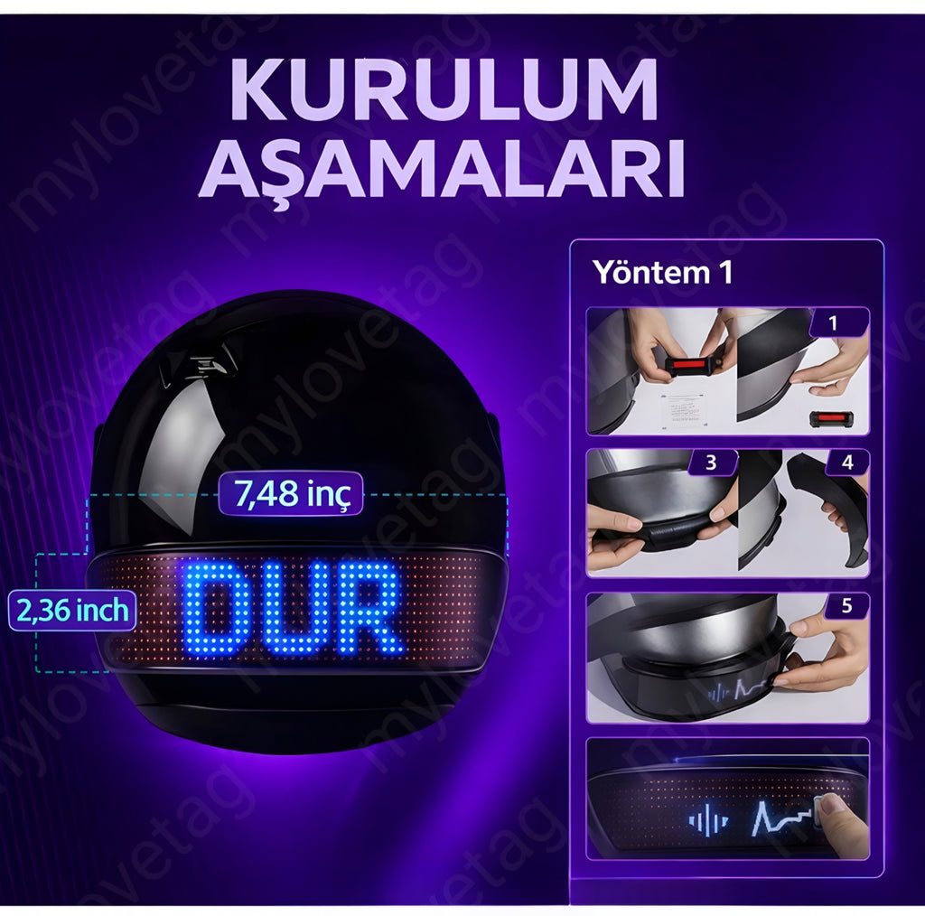 MyLoveTag MotoPixel™ Kask Arkası Ekran & Uygulama Destekli
