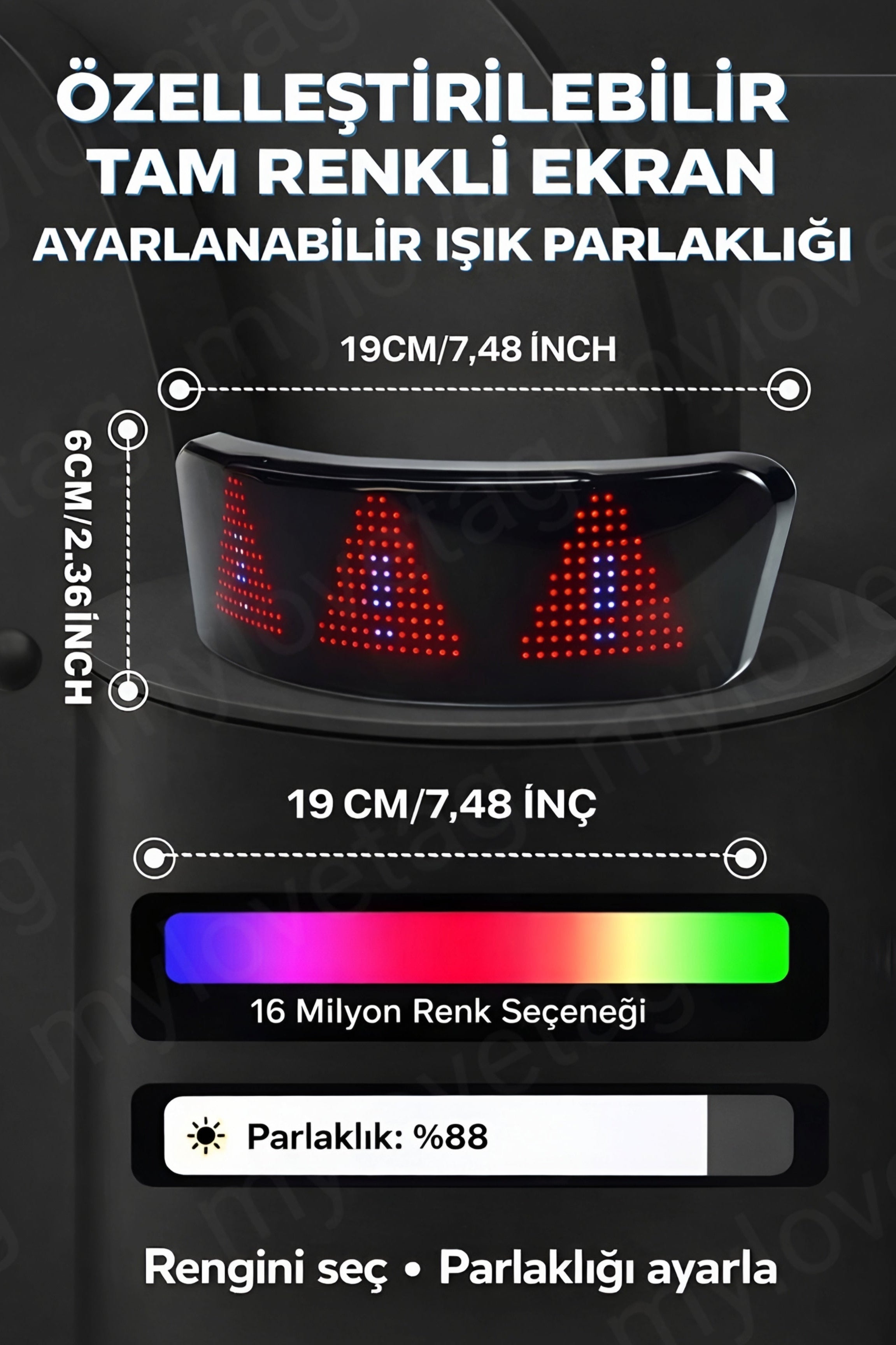 MyLoveTag MotoPixel™ Kask Arkası Ekran & Uygulama Destekli