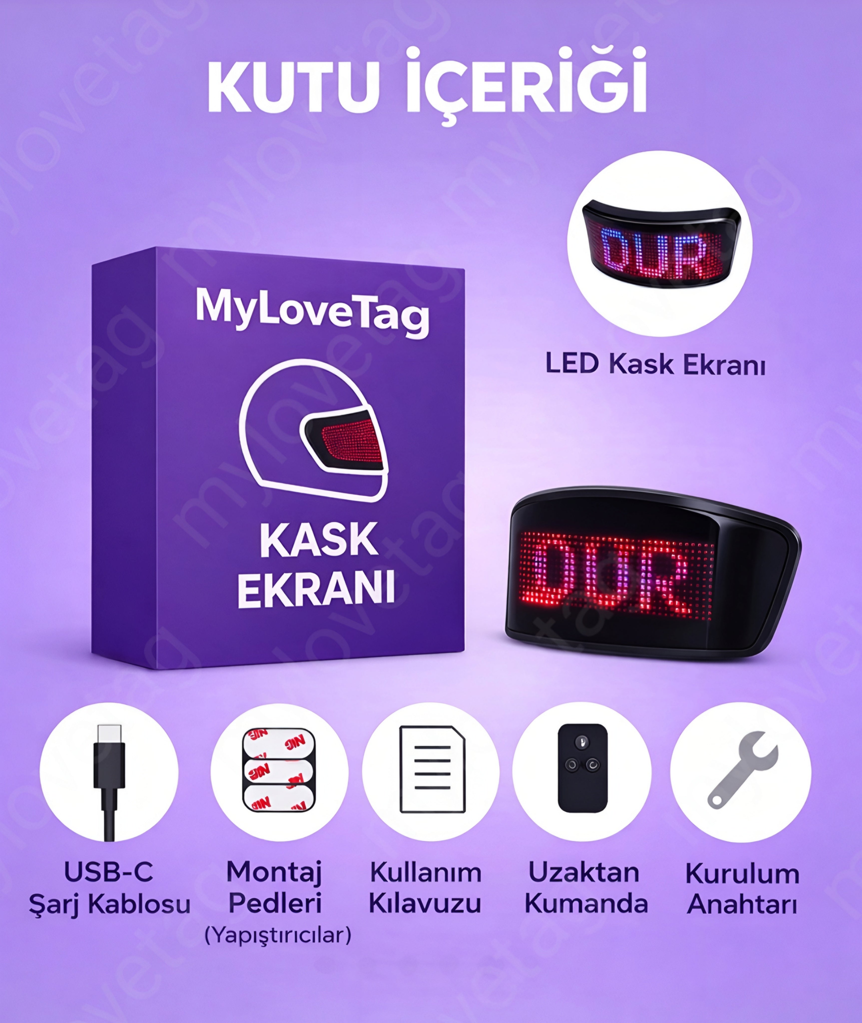 MyLoveTag MotoPixel™ Kask Arkası Ekran & Uygulama Destekli