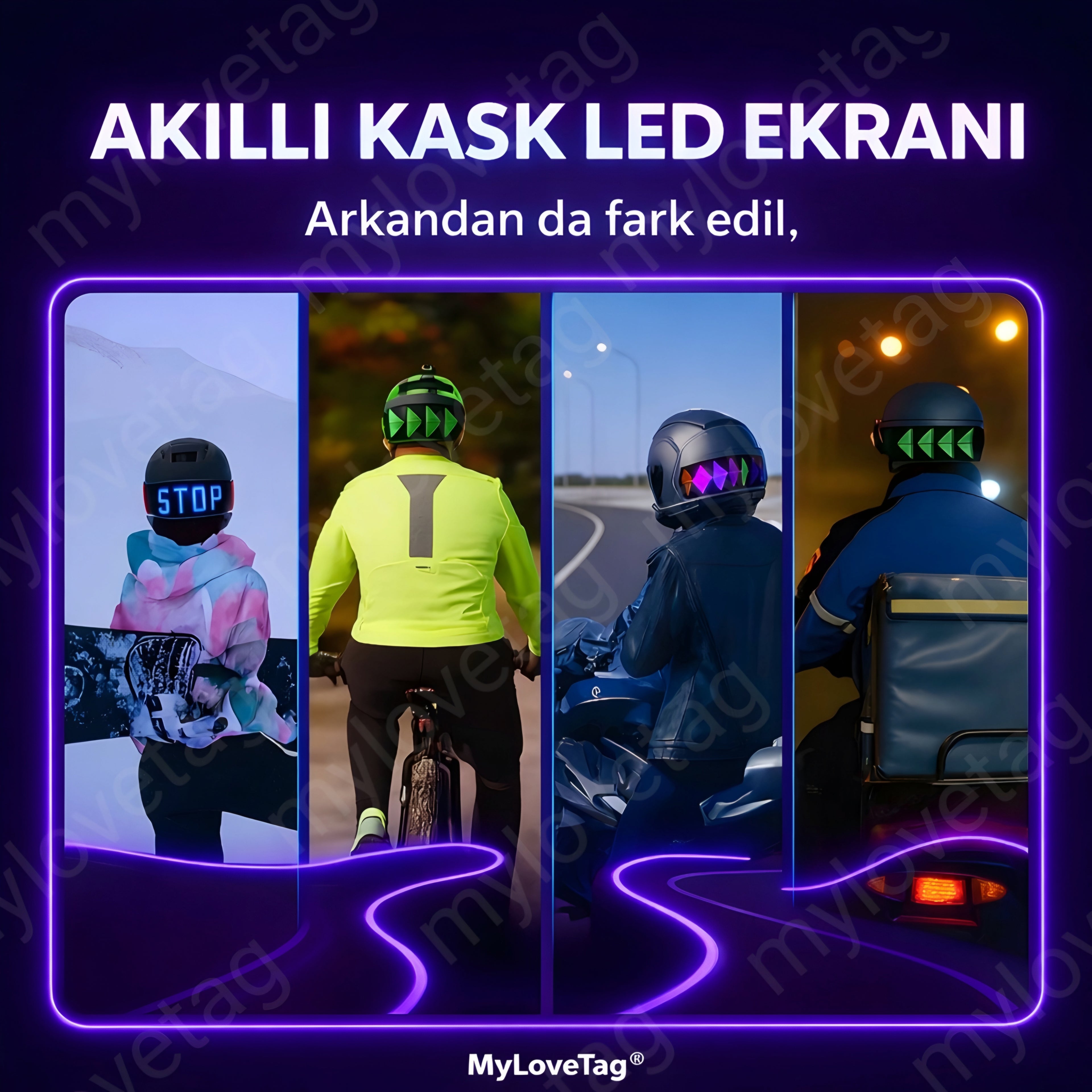 MyLoveTag MotoPixel™ Kask Arkası Ekran & Uygulama Destekli