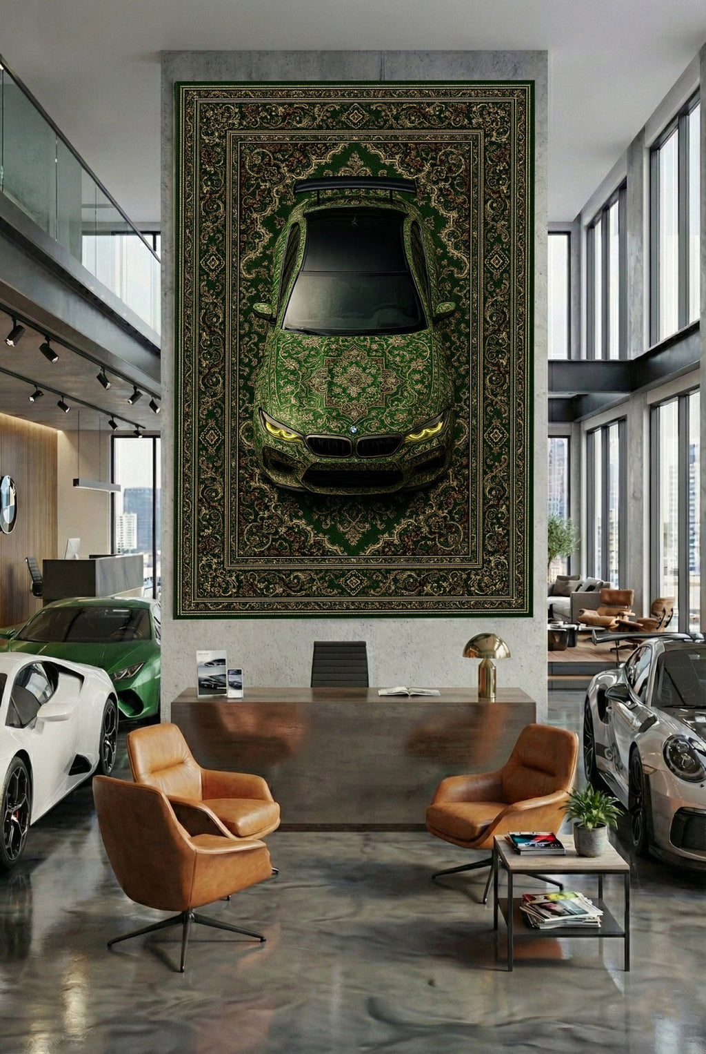 BMW M5 Araba Halısı – Retro Fars Tarzı Zemin Halısı | Özel Otomotiv Tasarımı