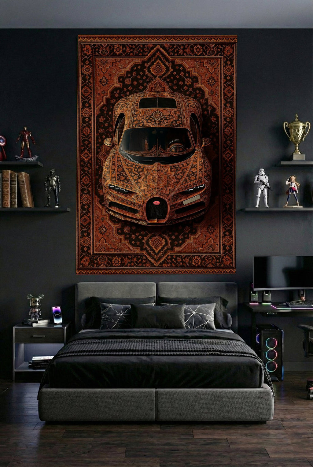 Bugatti Chiron Amber Araba Halısı - Özel Retro Farsça Zemin Halısı - Auto Design