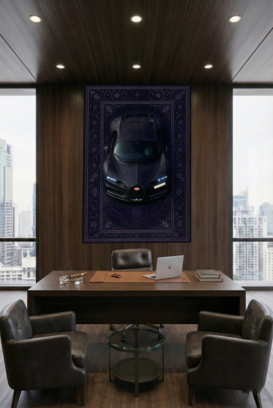 Bugatti Chiron Araba Halısı – Retro Fars Tarzı Zemin Halısı | Özel Otomotiv Tasarımı