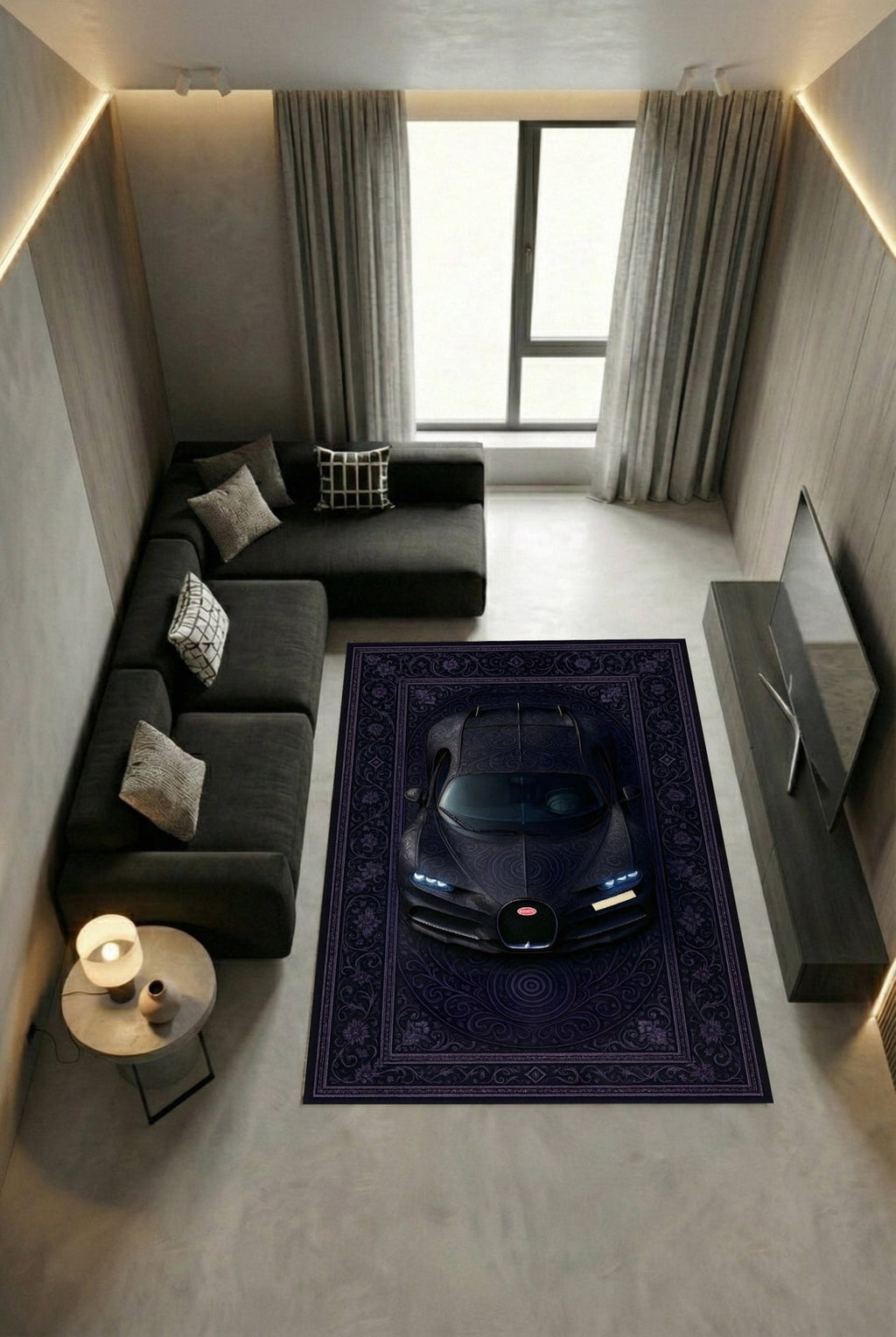 Bugatti Chiron Araba Halısı – Retro Fars Tarzı Zemin Halısı | Özel Otomotiv Tasarımı