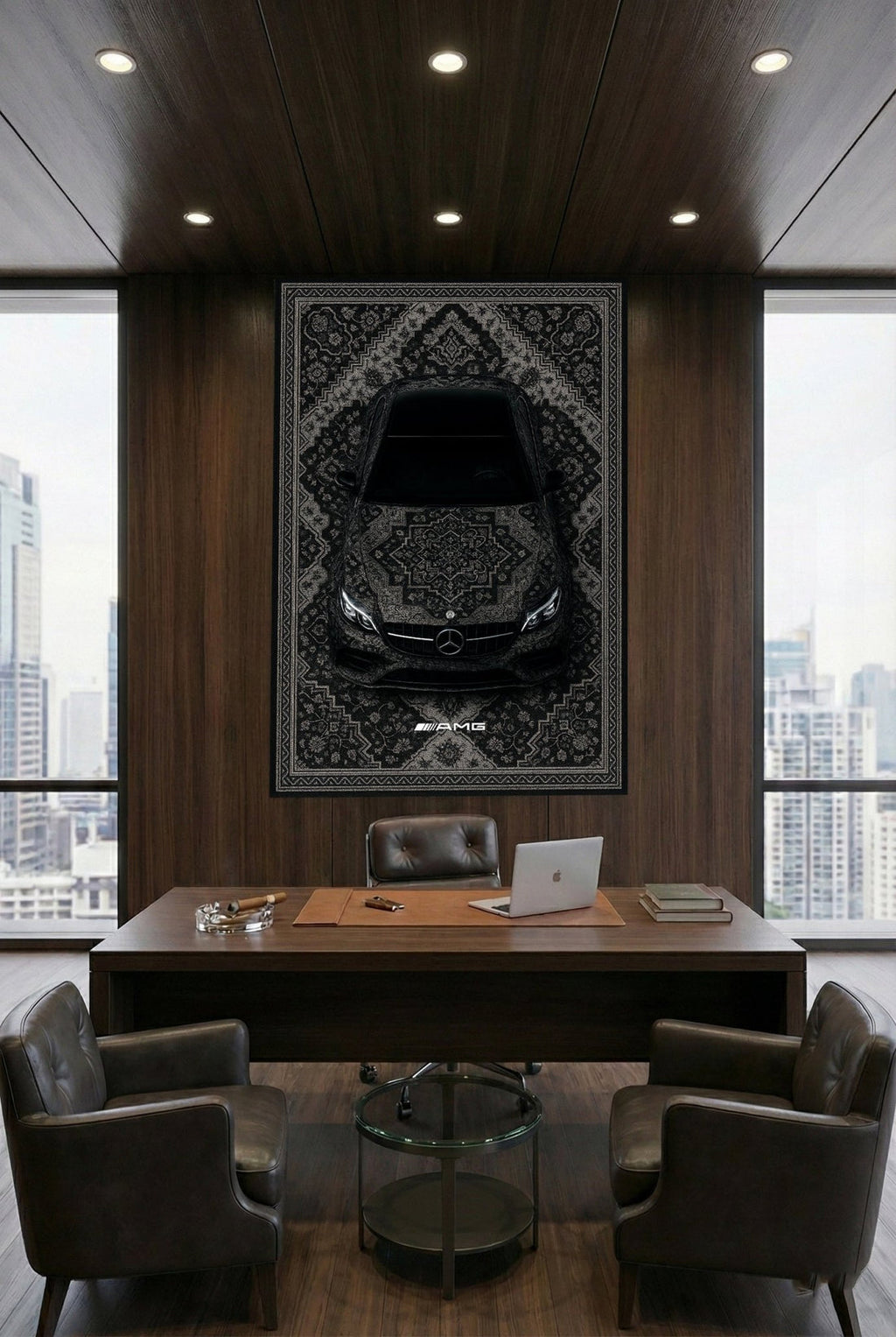 Mercedes E63 Araba Halısı – Retro Fars Tarzı Zemin Halısı | Özel Otomotiv Tasarımı