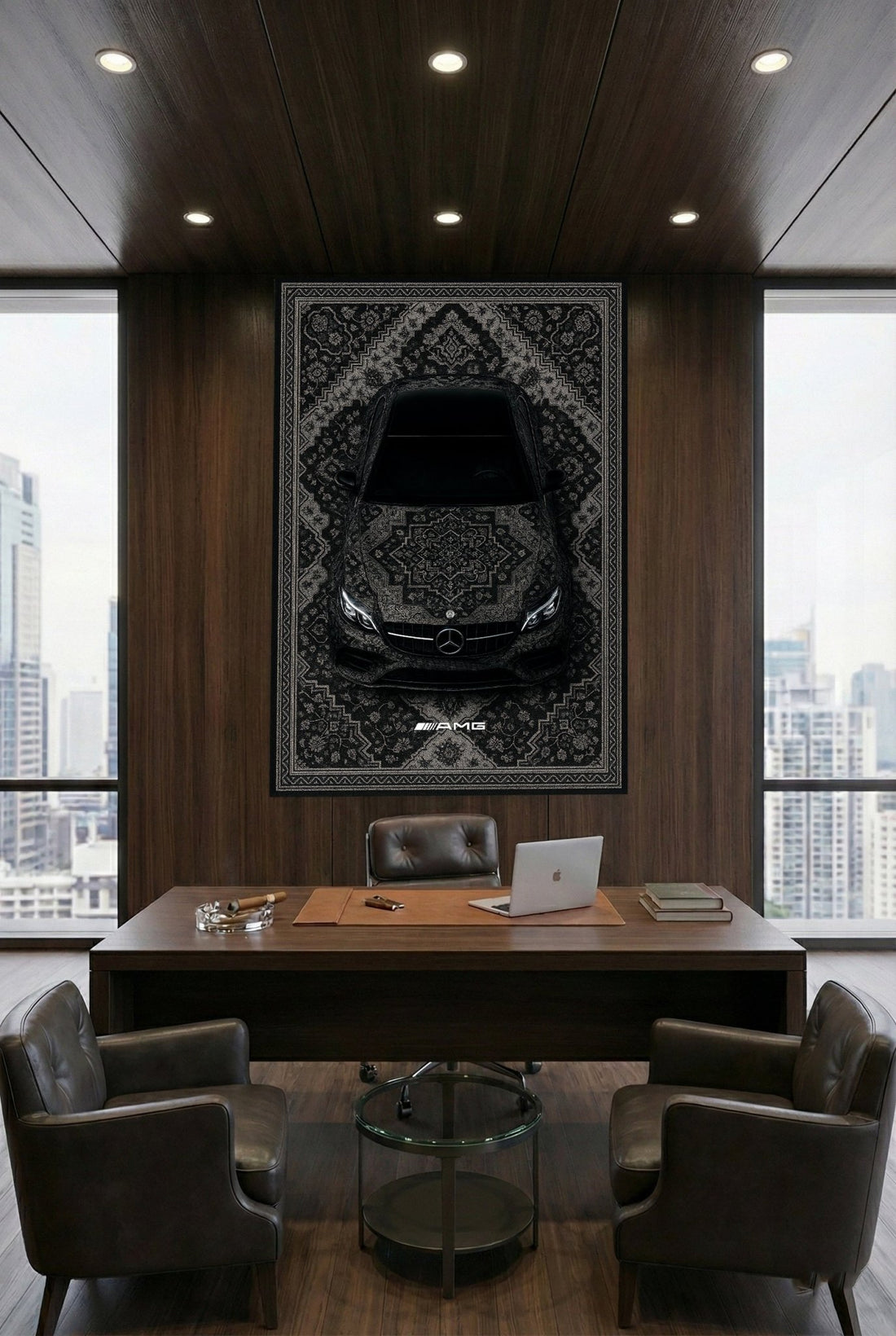 Mercedes E63 Araba Halısı – Retro Fars Tarzı Zemin Halısı | Özel Otomotiv Tasarımı