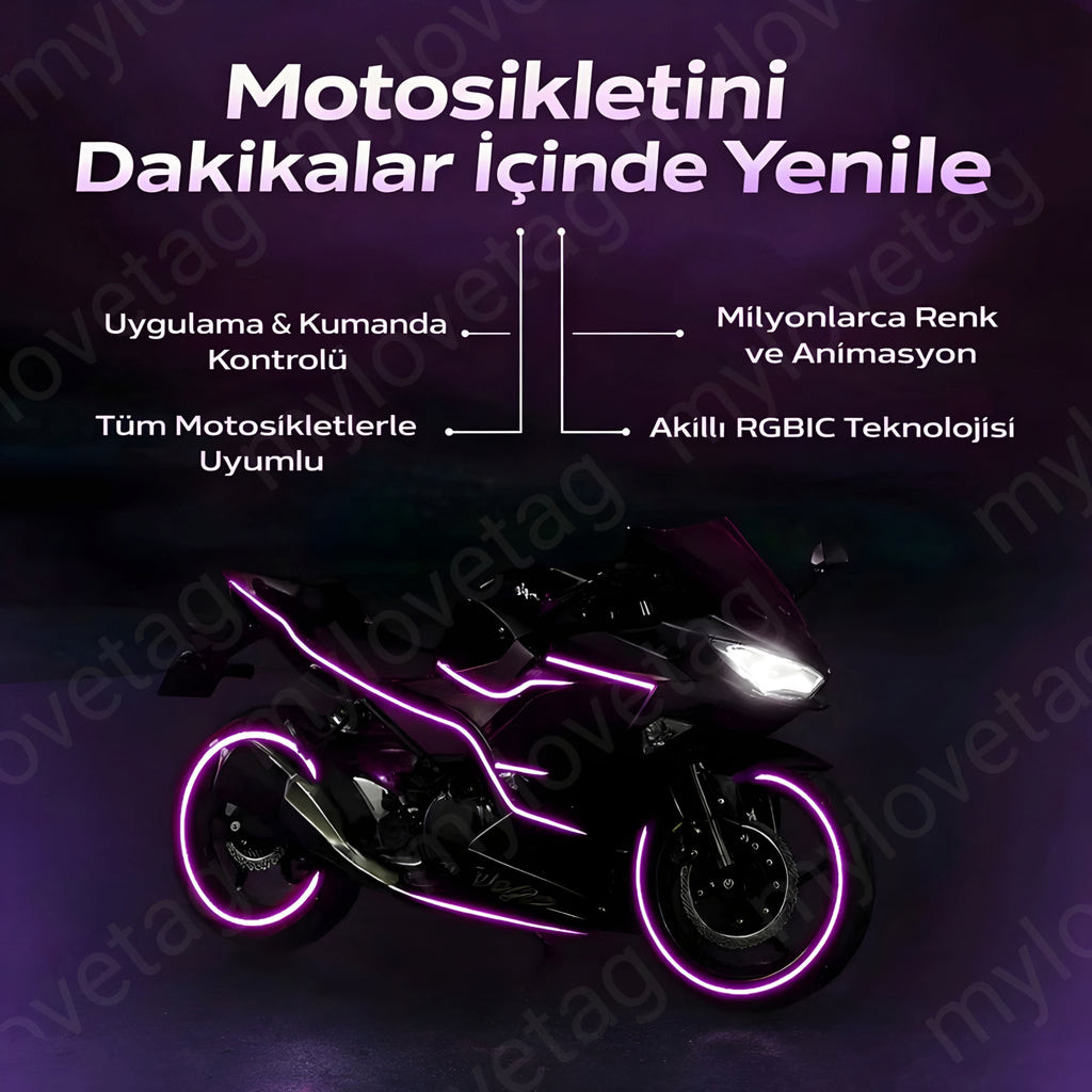 Motosiklet Işık Kiti – Çok Renkli  Ambiyans & Uygulama Destekli Premium kalite