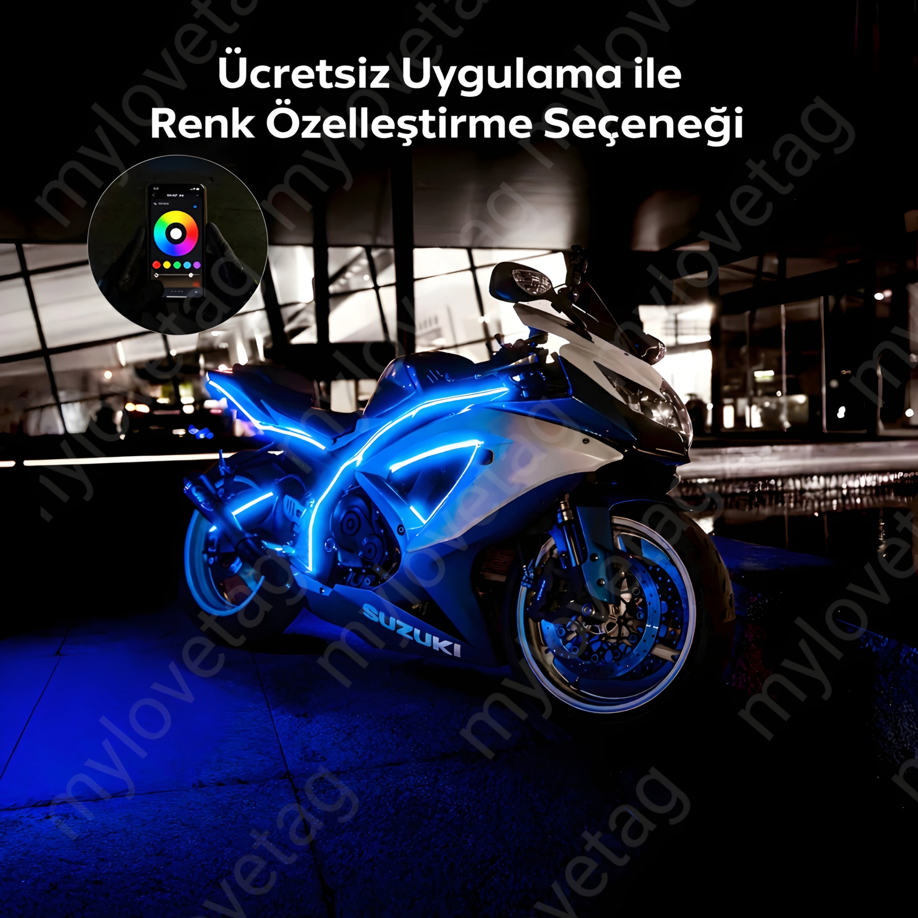 Motosiklet Işık Kiti – Çok Renkli  Ambiyans & Uygulama Destekli Premium kalite